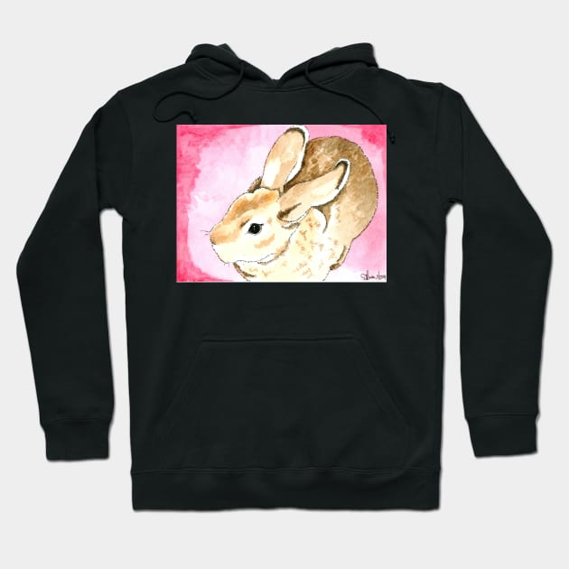 Daily Doodle 1 - Mini Rex Rabbit Watercolor Hoodie by ArtbyMinda